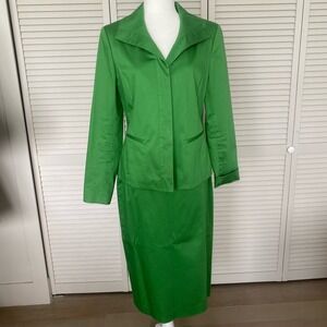 Lafayette 148 2 Piece Outfit Green Jacket and skirt- Sz 8